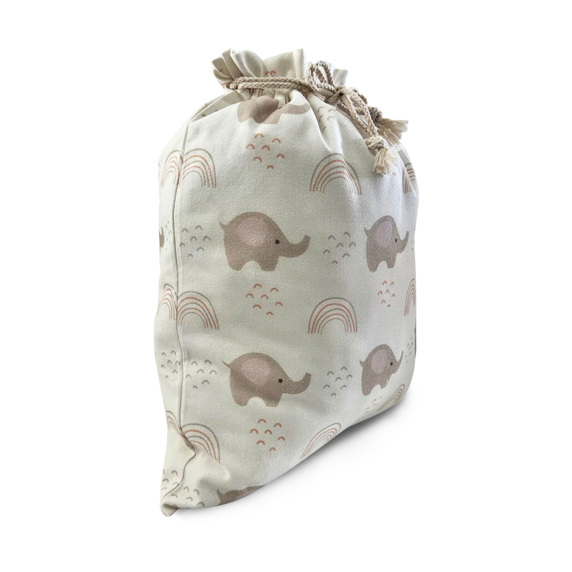 Gather & Knot Fabric Gift Bag - Pink Elephant, L.