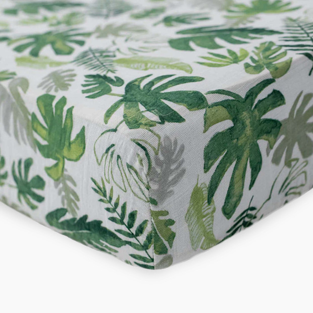 Little Unicorn Cotton Muslin Crib Sheet - Tropical Leaf.
