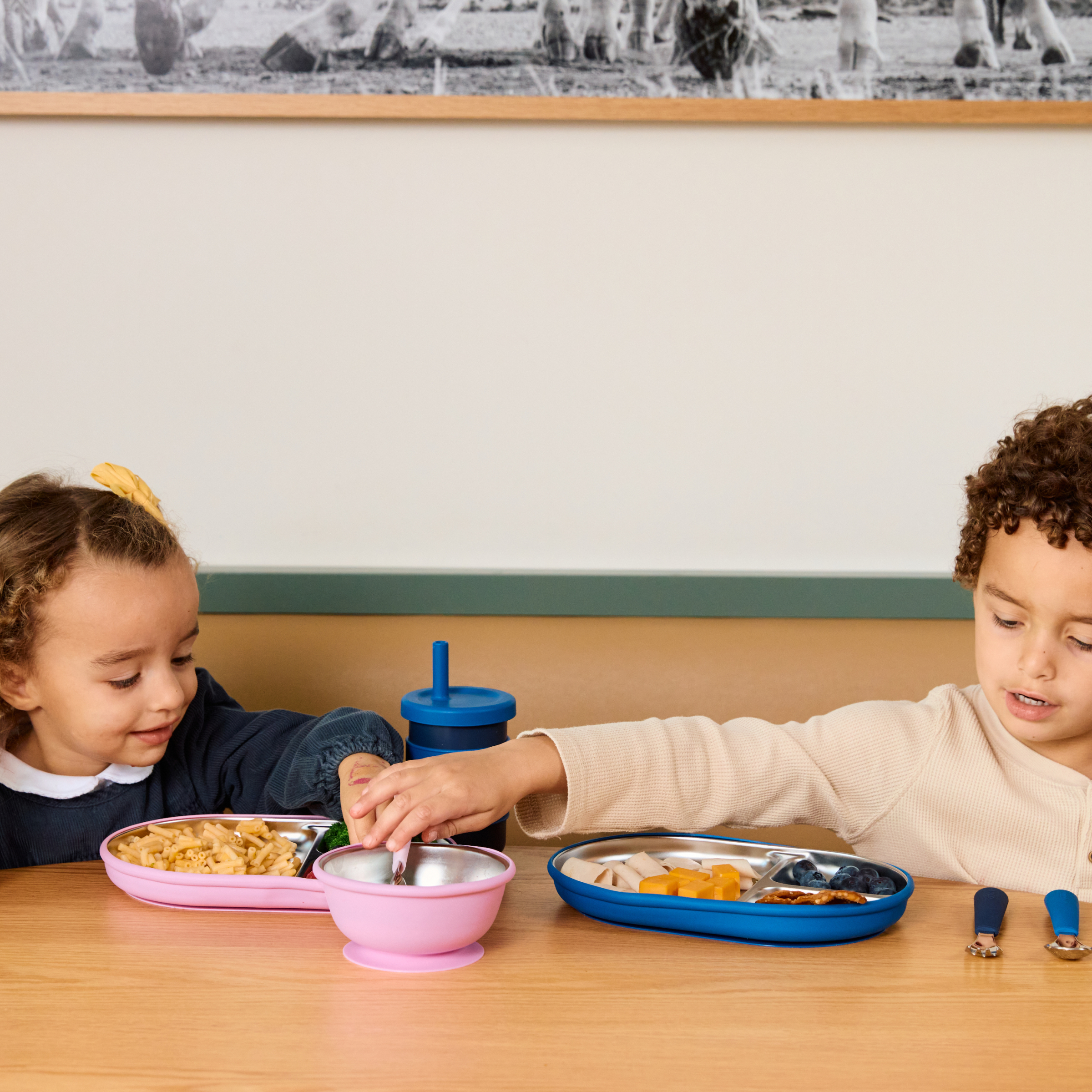 Lalo Stainless Mealtime Essentials - 5pc Set - Blue Raspberry.