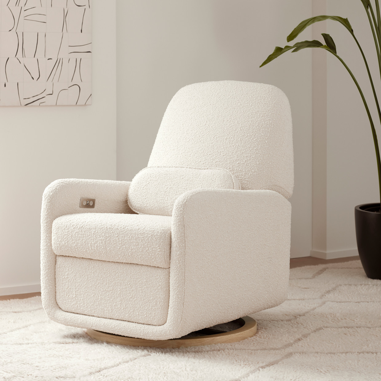 Ubabub Arc Electronic Recliner and Swivel Glider - Ivory Boucle.