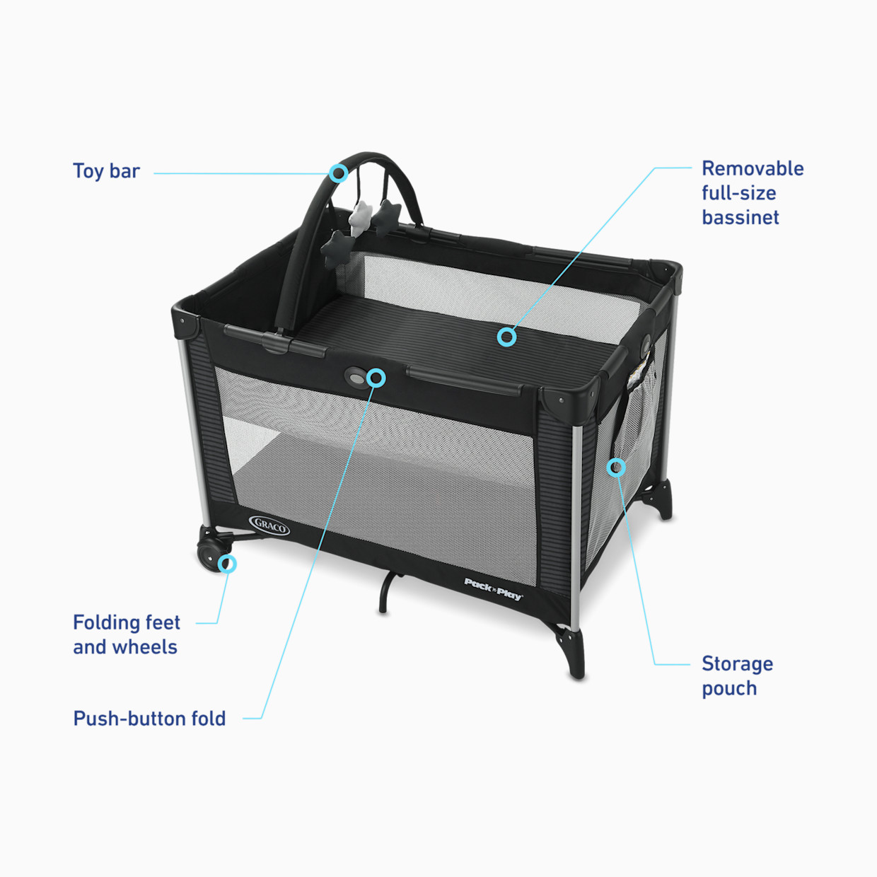 Graco Pack 'n Play On the Go Playard with Folding Bassinet - Kaden.