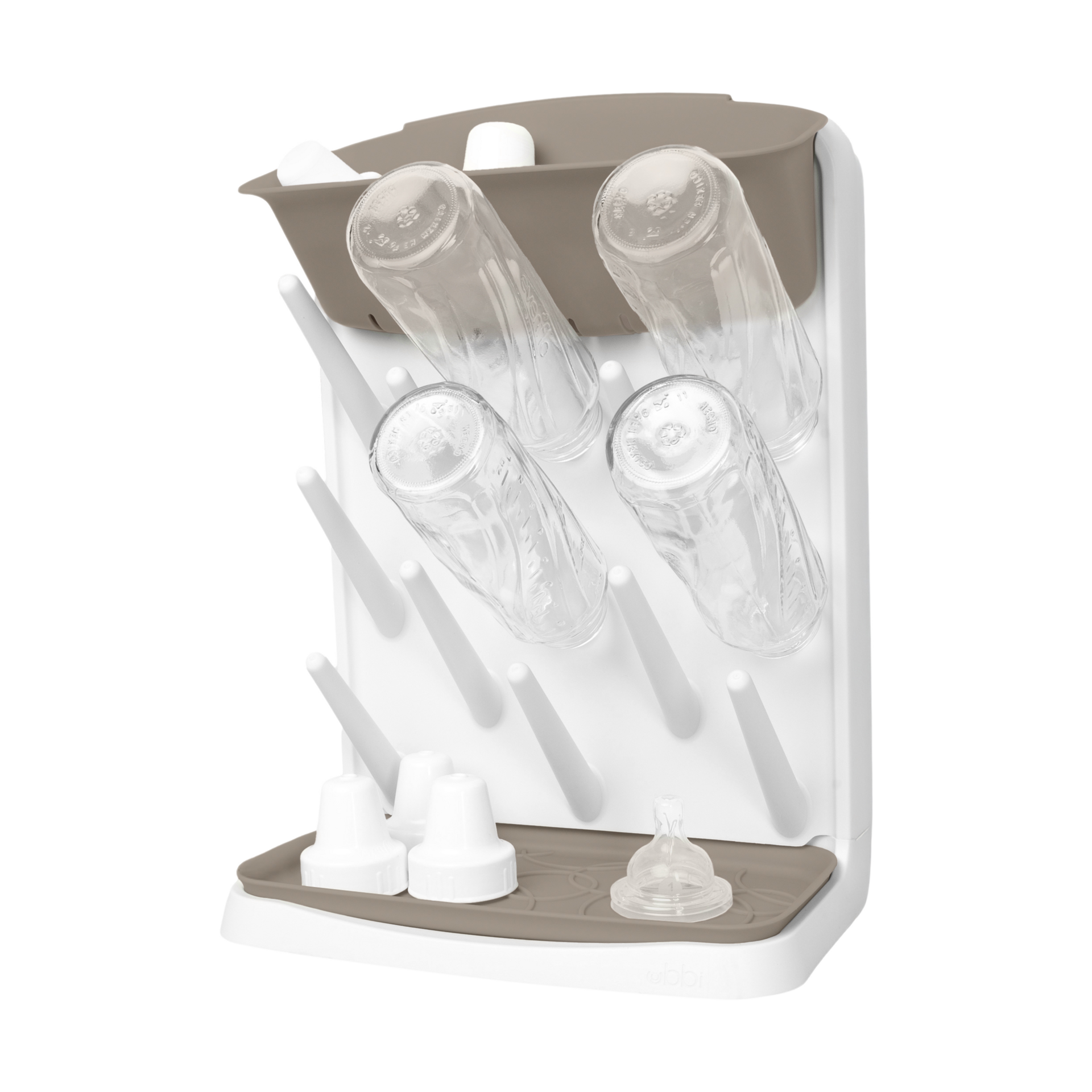 Ubbi Vertical Baby Bottle Drying Rack, Space Saving Countertop Drying Rack Baby Accessory, Gray