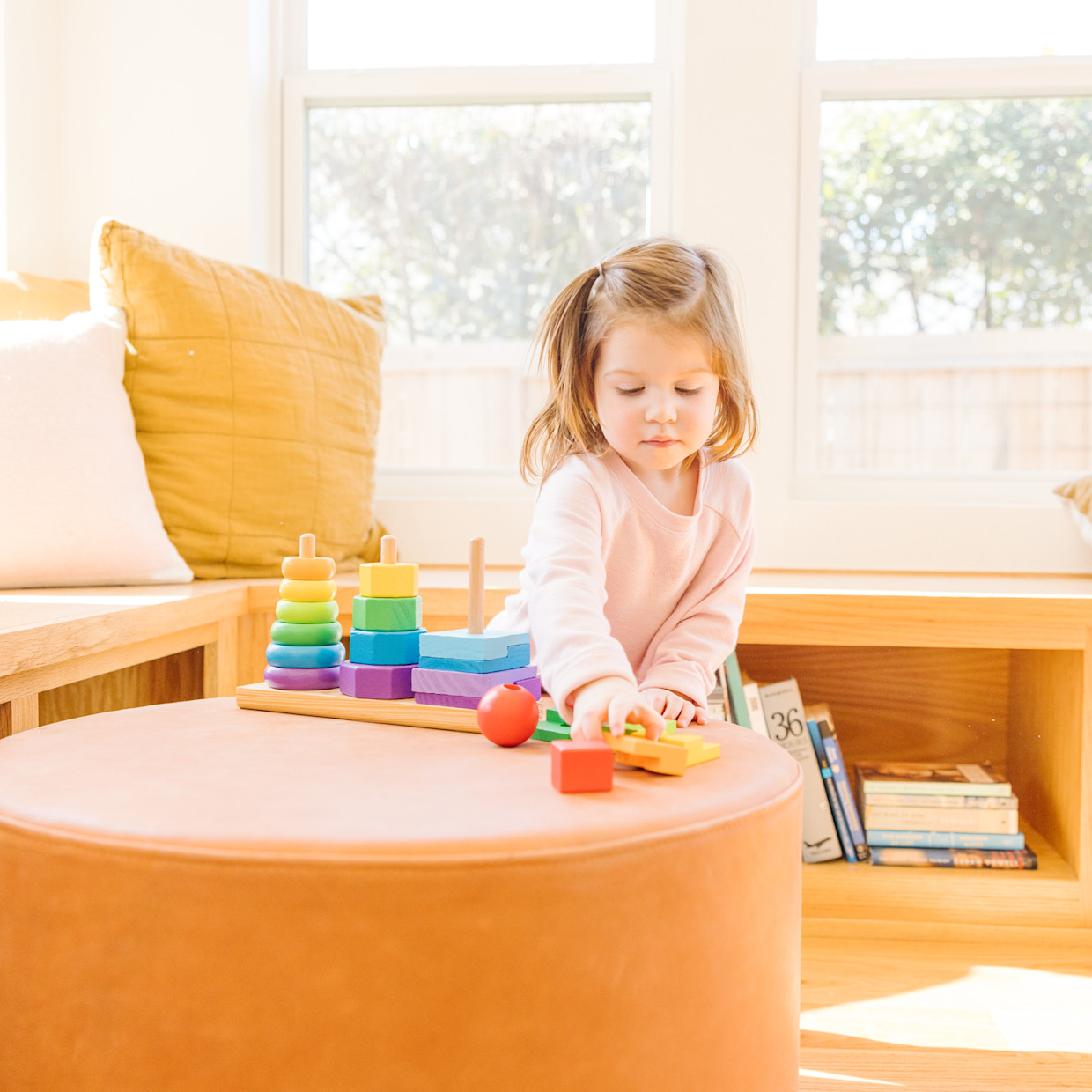 Melissa & Doug Geometric Stacker Wooden Educational Toy.