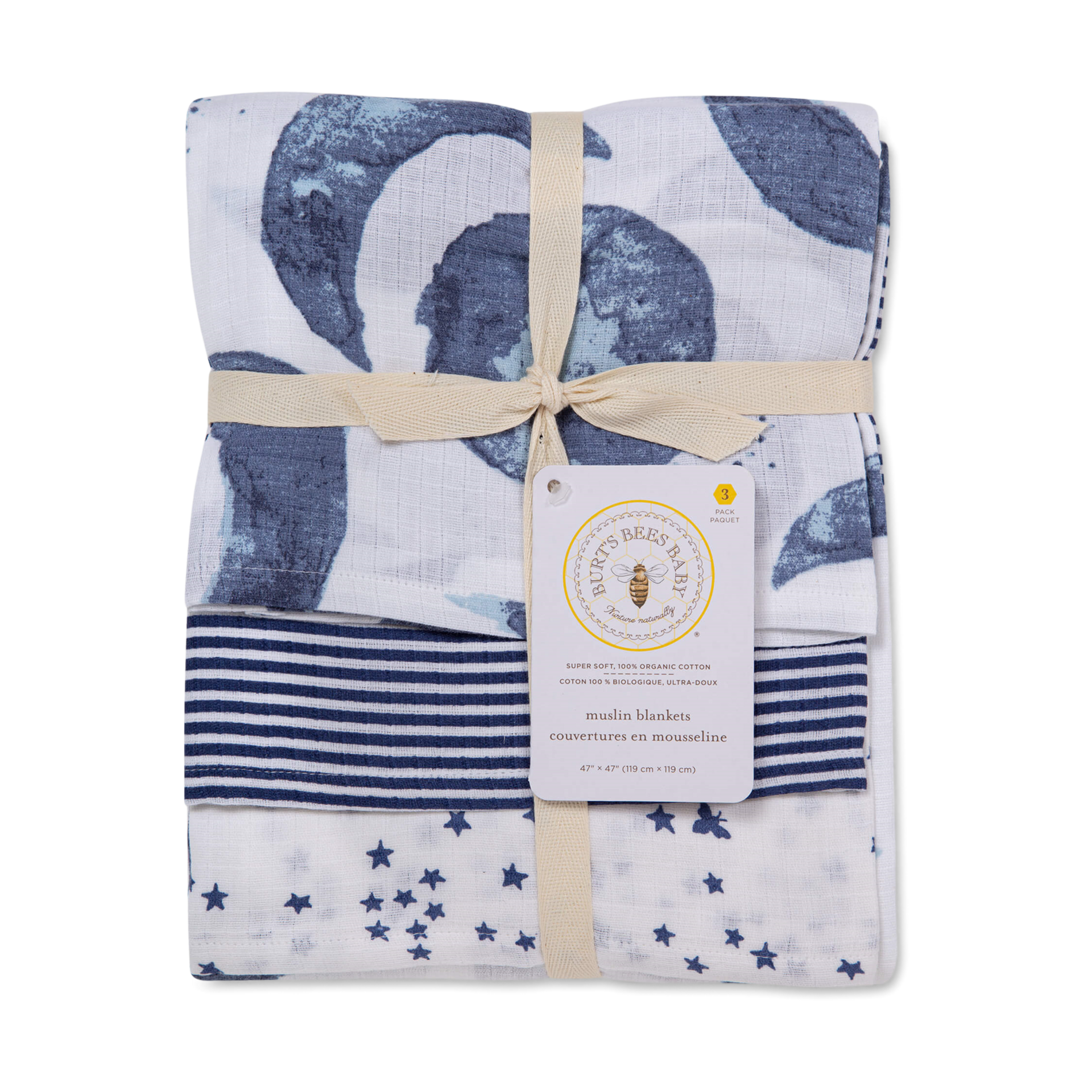 Burt's Bees Baby Organic Cotton Muslin Swaddle Blankets (3 Pack