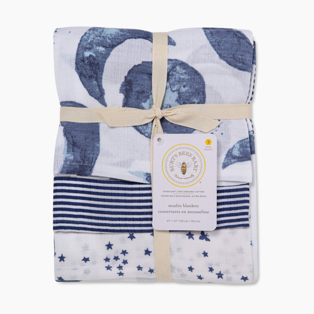 Burt's Bees Baby Organic Cotton Muslin Swaddle Blankets (3 Pack) - Hello Moon!.