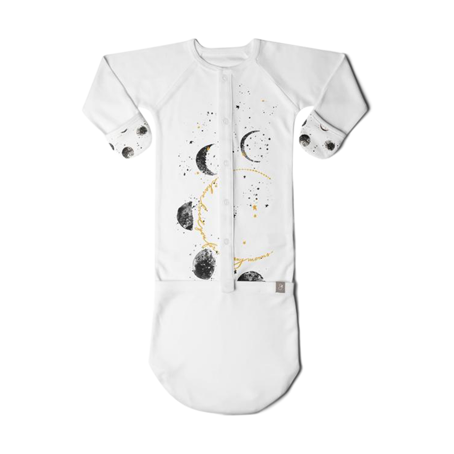 Goumi Kids 24hr Convertible Sleeper Baby Gown - Many Moons, 0-3 M.