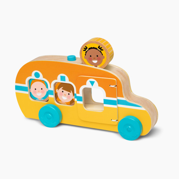 Melissa & Doug GO TOTs Roll & Ride Bus Wooden Pull Toy.