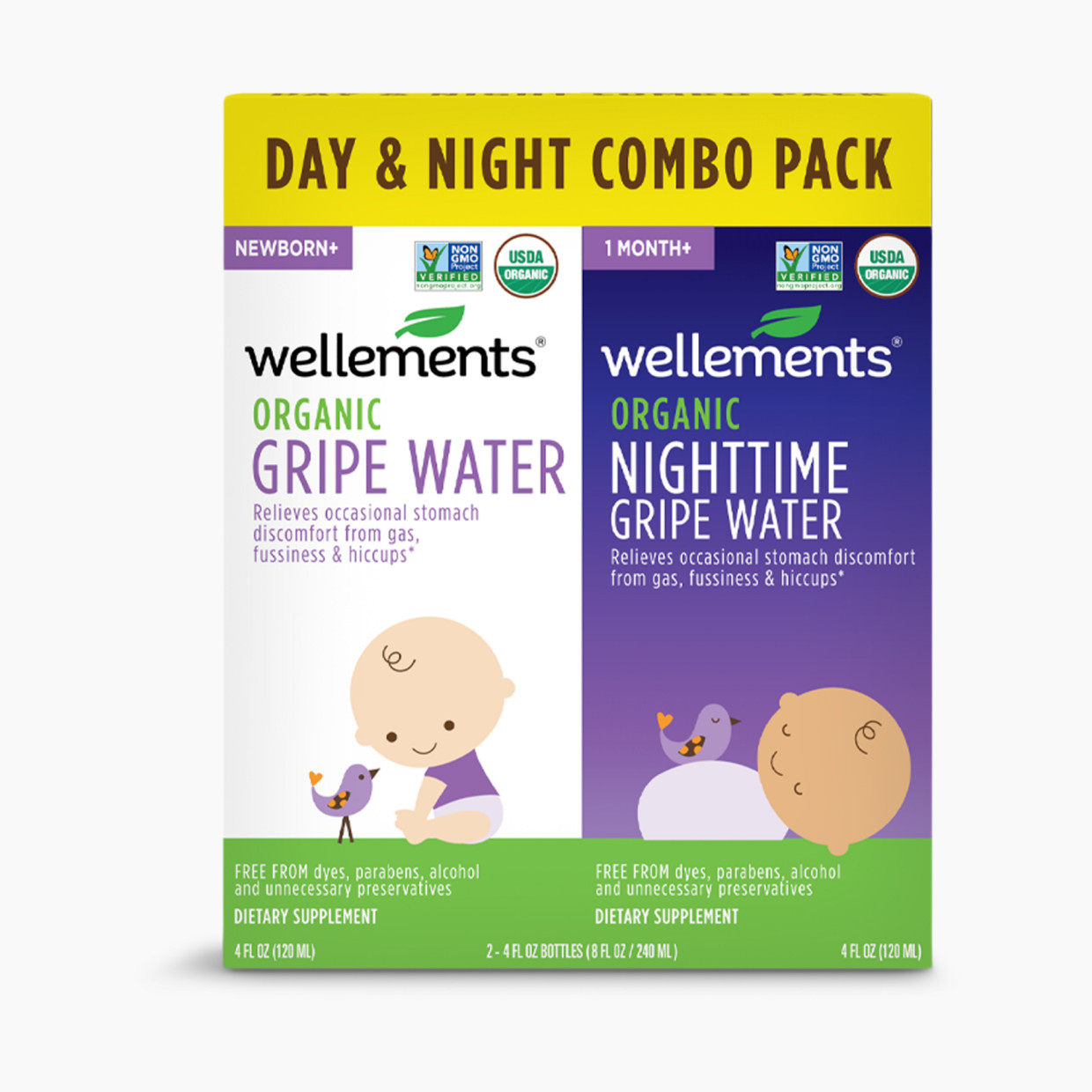 Wellements Organic Gripe Water Day/ Night Combo Pack.