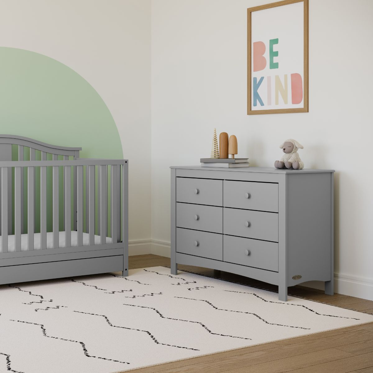 Graco Noah 6 Drawer Double Dresser - Pebble Gray.