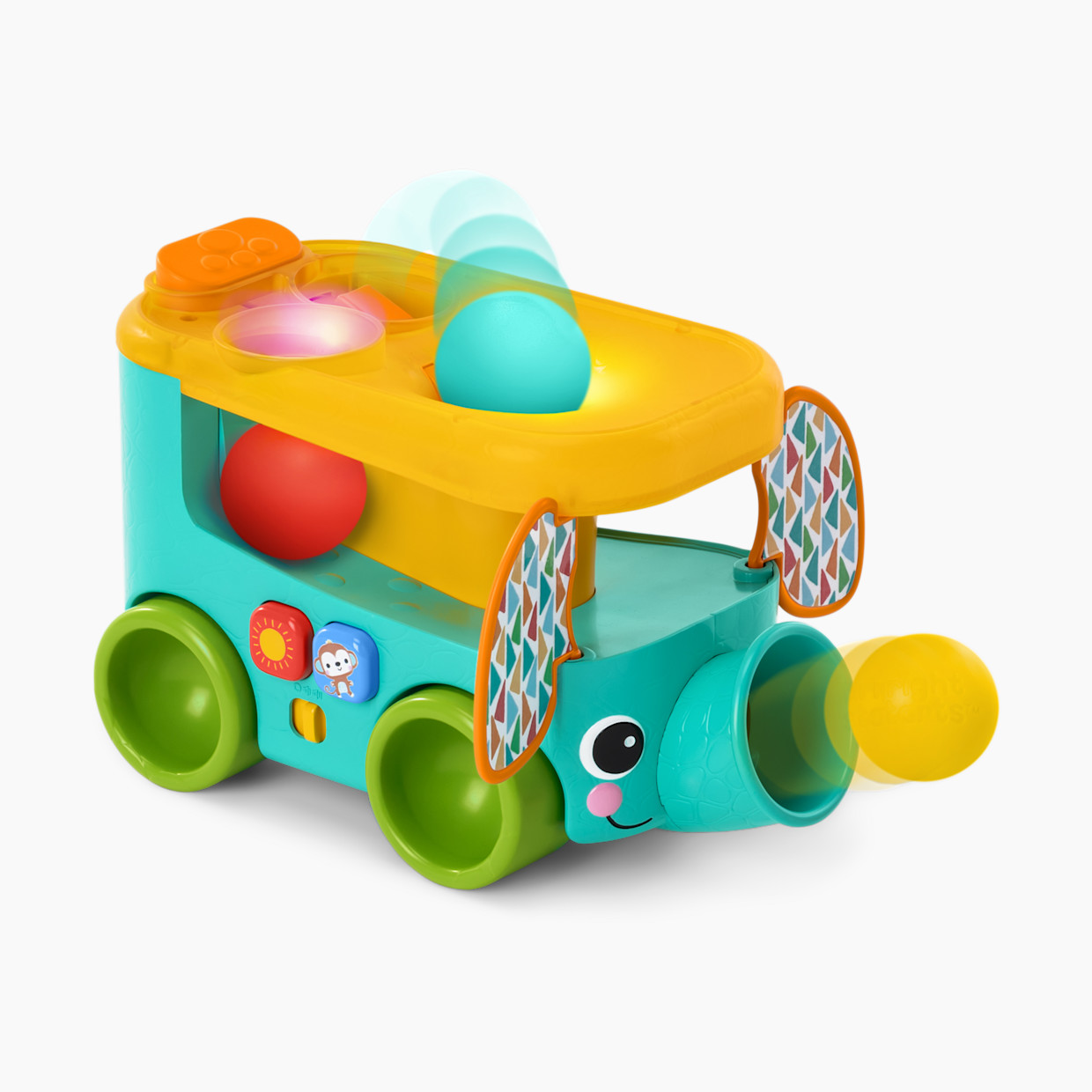 Bright Starts Pop & Roll Safari Bus Ball Play Toy - Elephant.