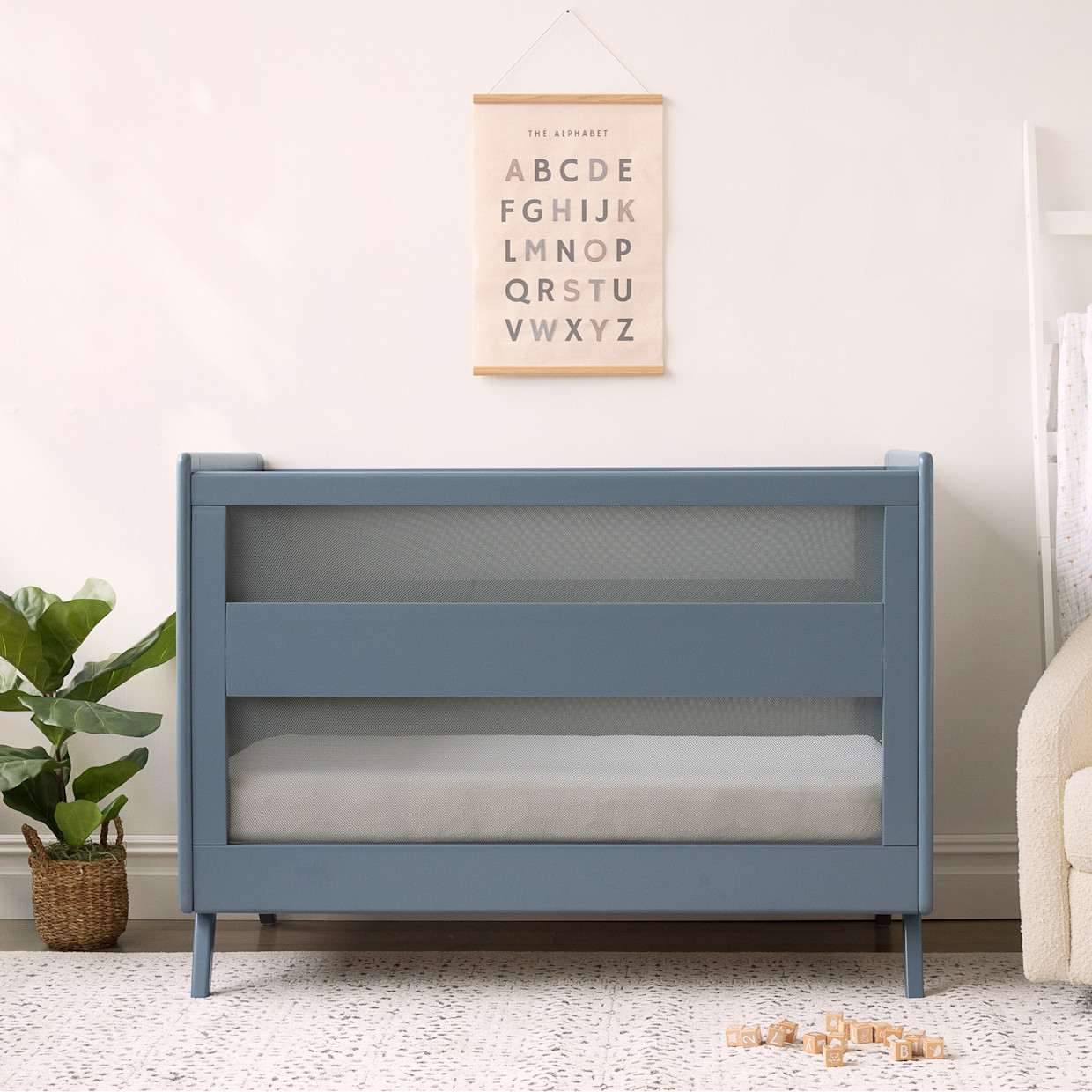 Halo 3-in-1 Breathable Mesh Convertible Crib with Conversion Kit - Slate Blue.