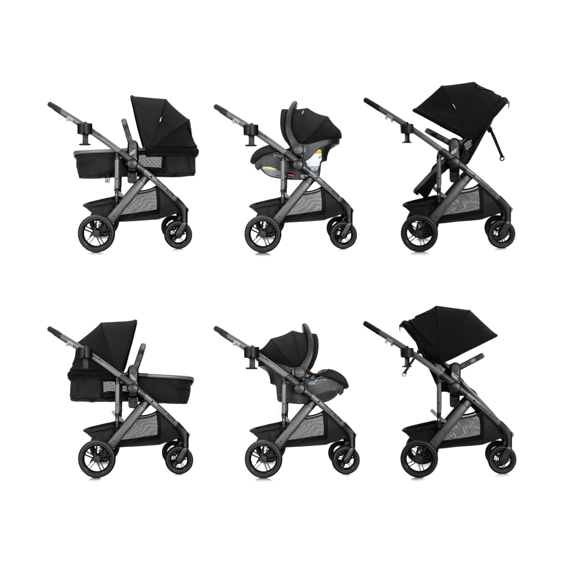 Evenflo Pivot Suite Modular Travel System w/Litemax Dunloe Black