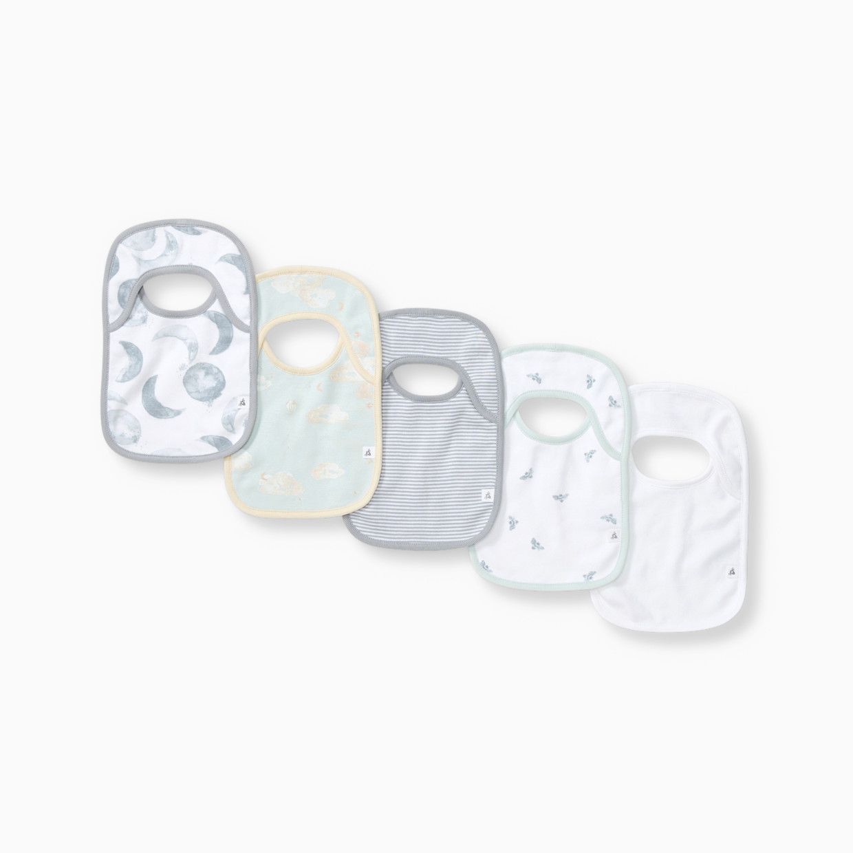 Burt's Bees Baby Organic Lap Shoulder Bibs (5 Pack) - Hello Moon.