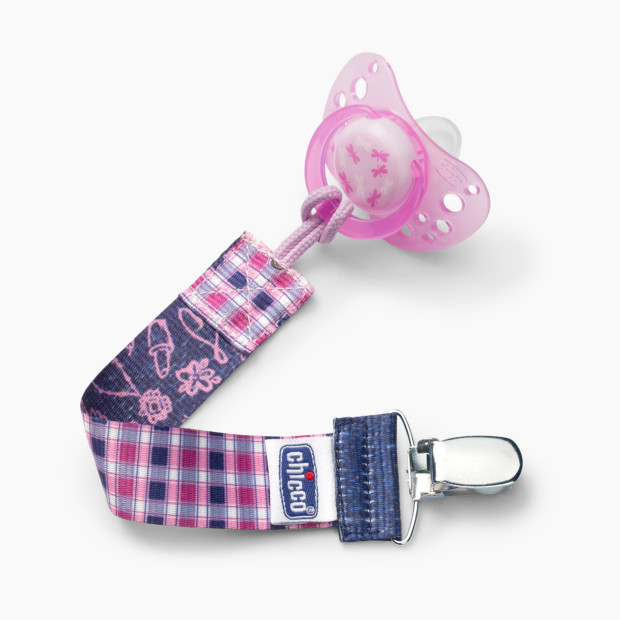 Chicco Fashion Pacifier Clip - Pink Gingham.