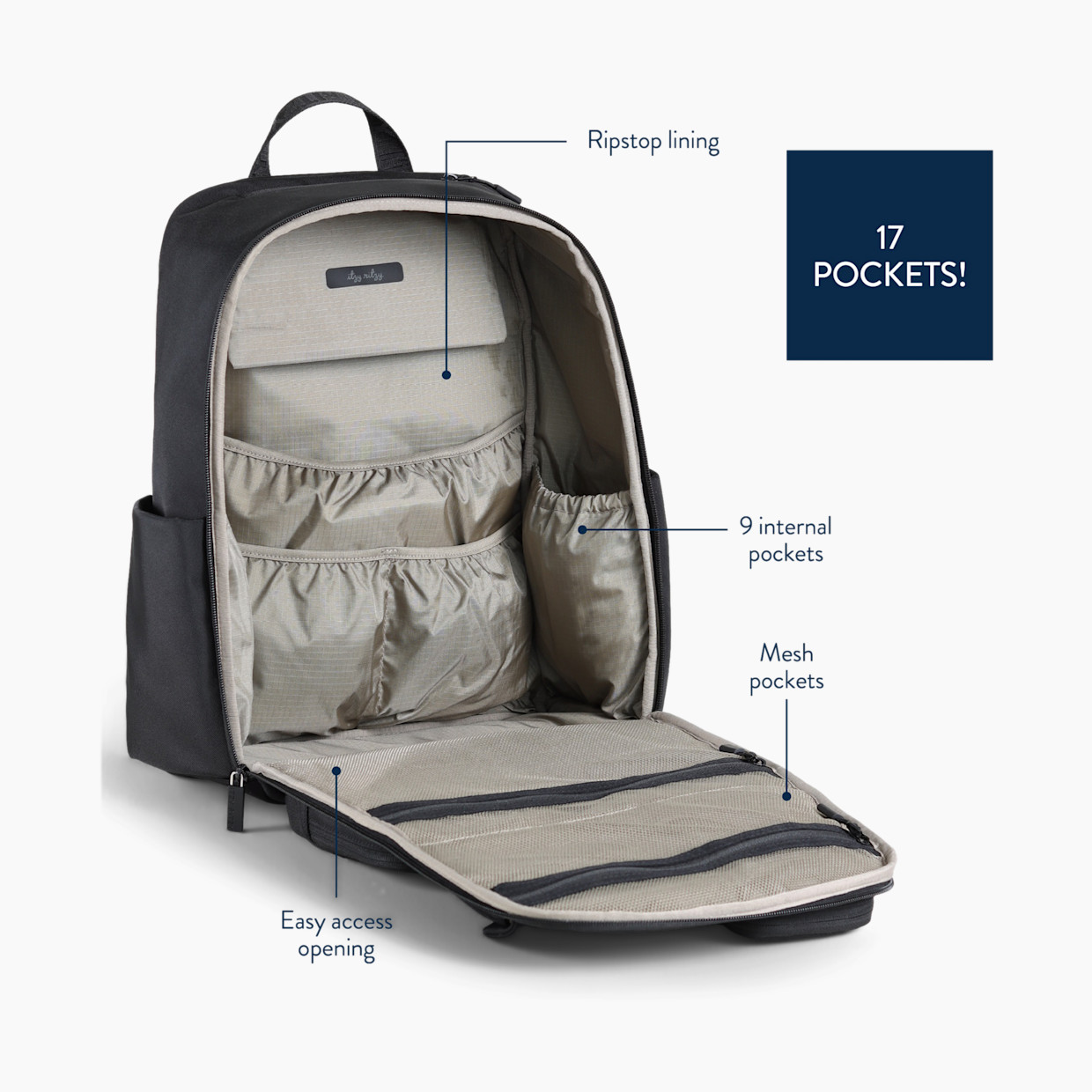 Itzy Ritzy Belong Utility Backpack Diaper Bag - Black.