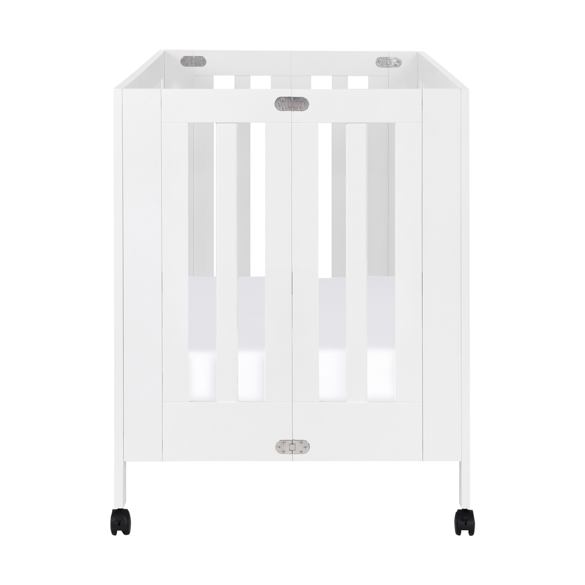 babyletto Maki Portable Folding Crib with Toddler Bed Conversion Kit - White.