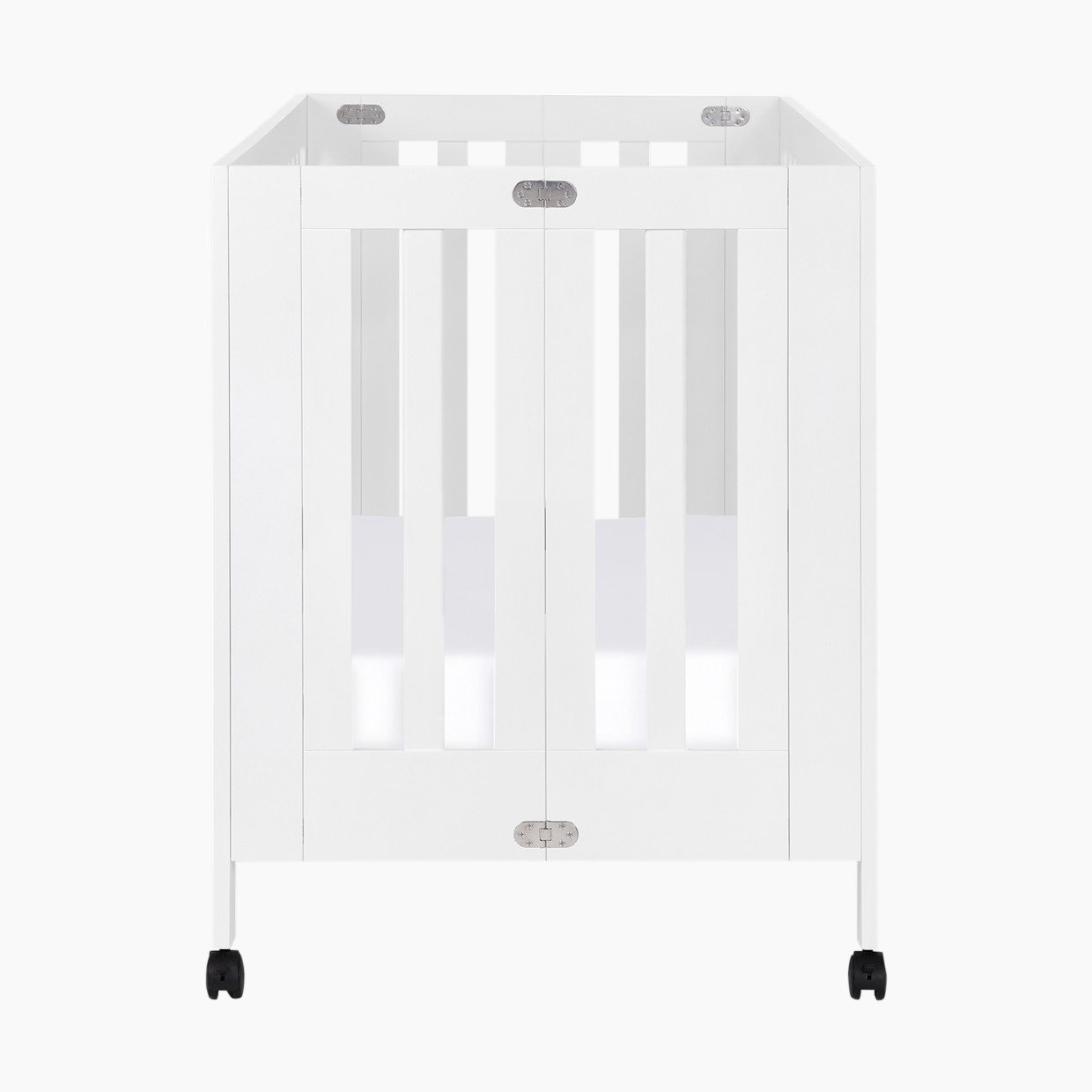 babyletto Maki Portable Folding Crib with Toddler Bed Conversion Kit - White.