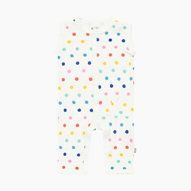 Kyte Baby Rainbow Printed Sleeveless Snap Romper - Polka Dot, 0-3 Months.