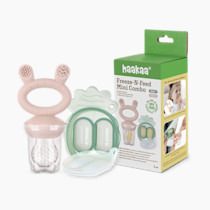 Haakaa Baby Fruit Food Feeder & Mini Freezer Nibble Tray Combo, Breastmilk Popsicle Molds for Baby Cooling Relief, BPA Free Silicone Feeder for Safe Infant Self Feeding, 4 Month+ (Blush)
