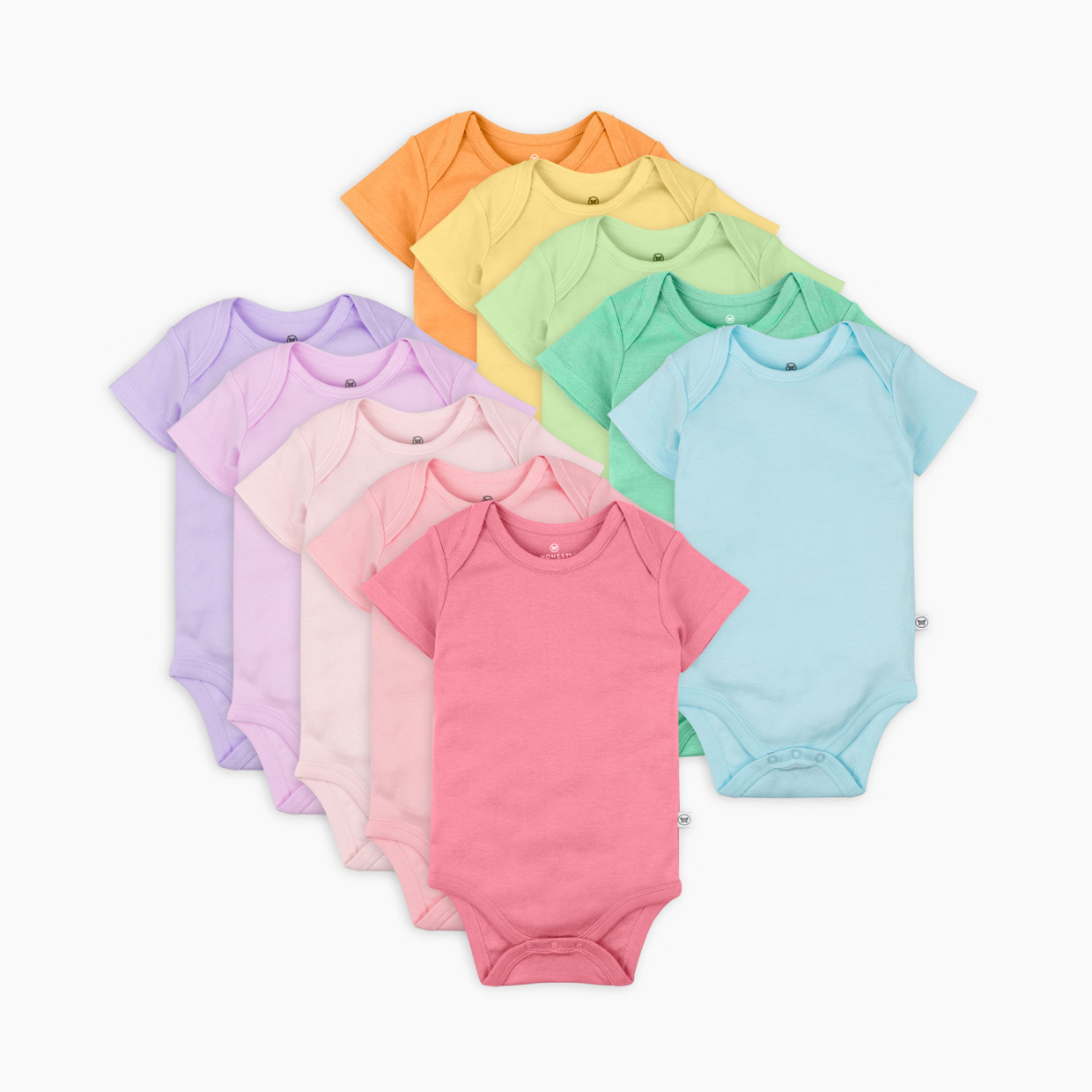 Honest Baby Clothing 10-Pack Organic Cotton Short Sleeve Bodysuits - Rainbow Pinks, 3-6 M, 10.