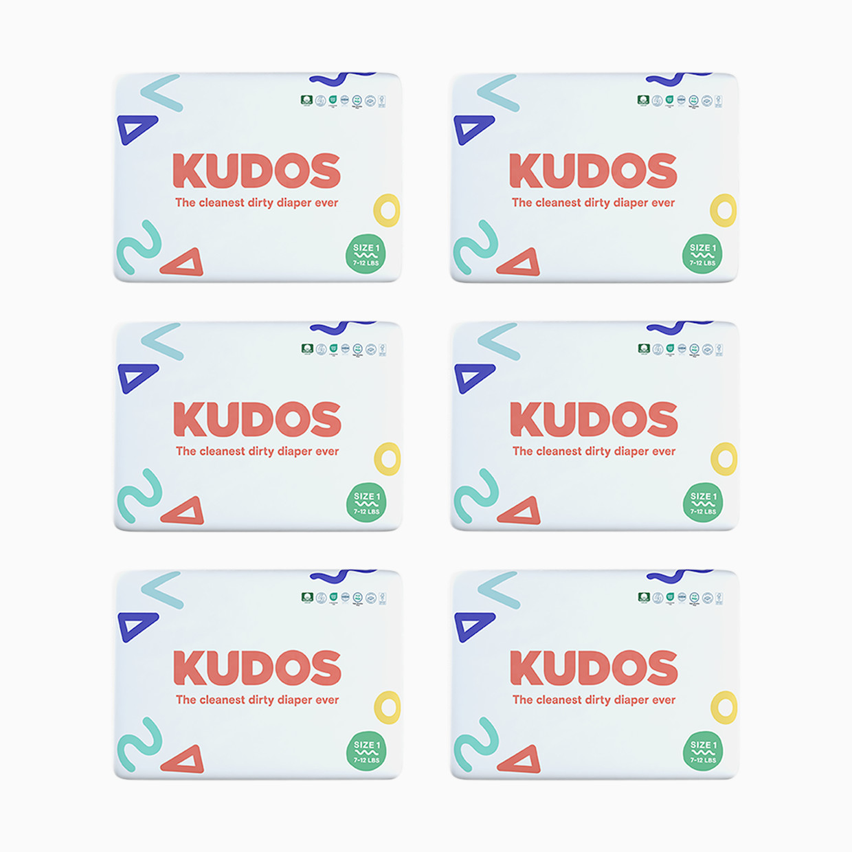 Kudos Diapers, Monthly Supply - Size 1, 210 Count.