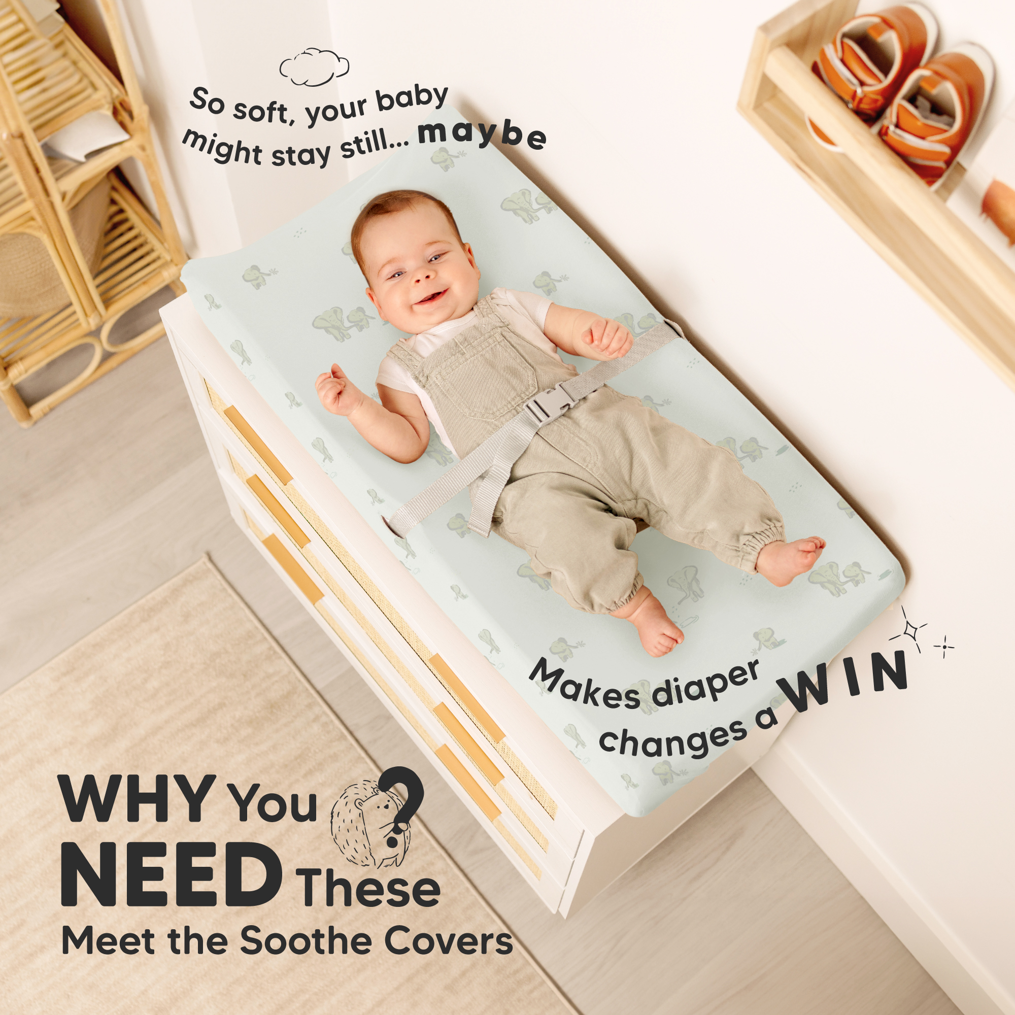 KeaBabies 2-Pack Soothe Changing Pad Covers - Elly.