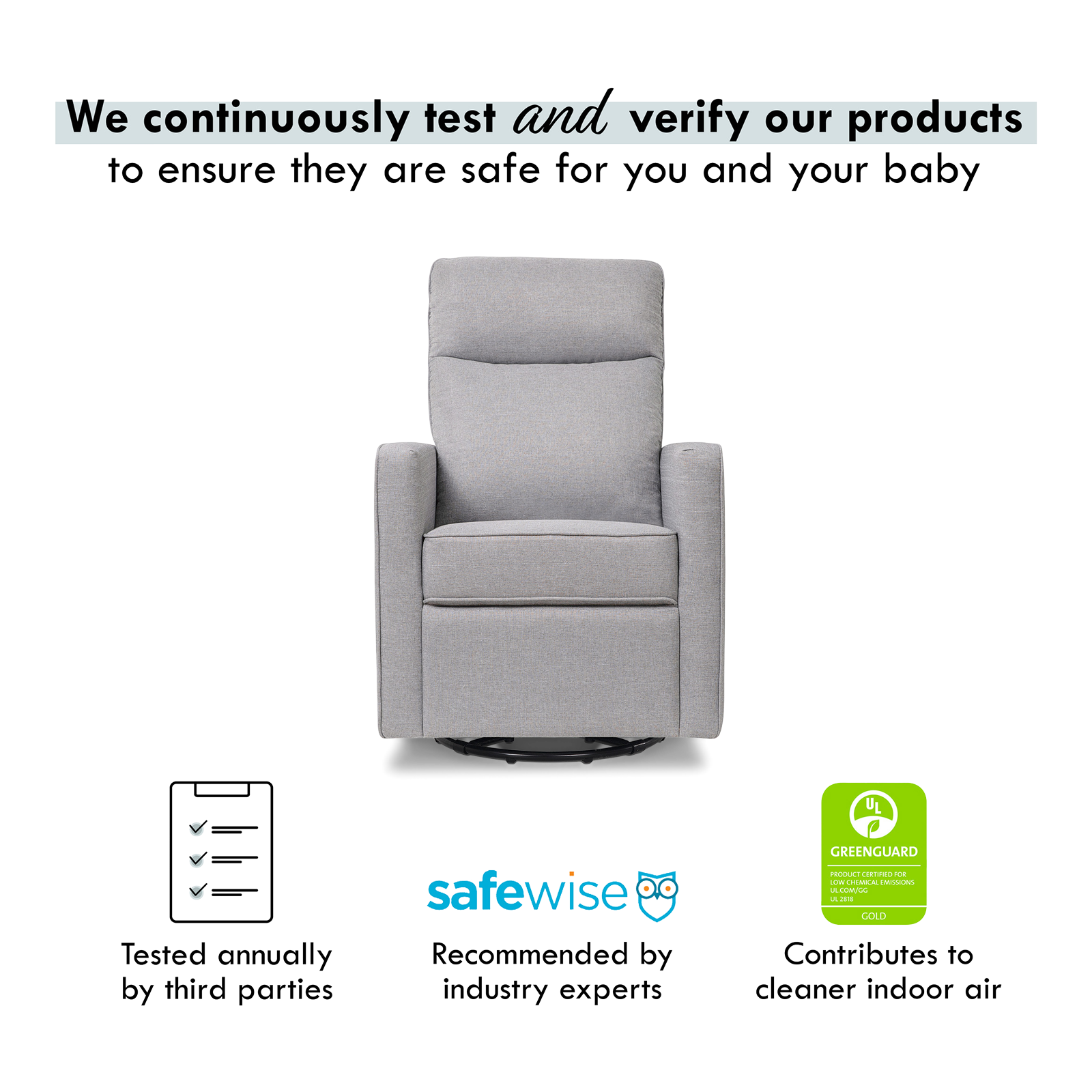 DaVinci Gabby Pillowback Swivel Glider Misty Grey Babylist Shop