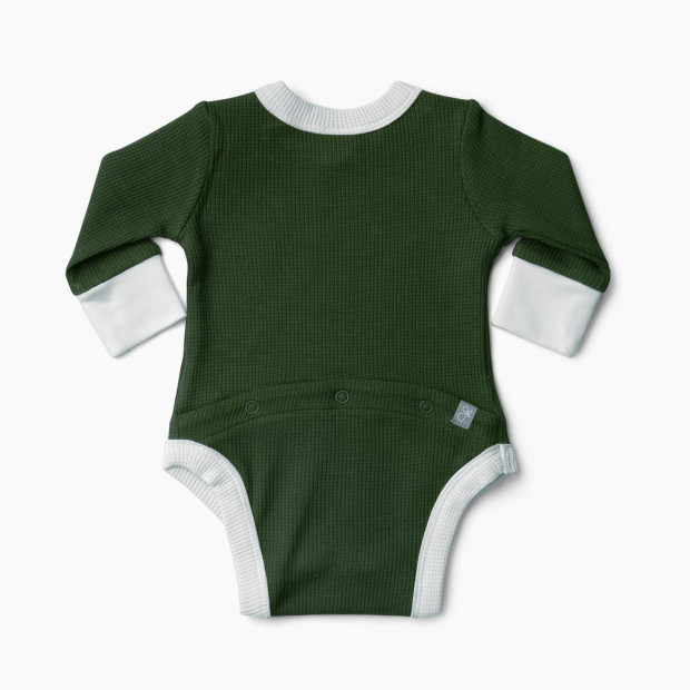 Goumi Kids Thermal Organic Long-Sleeve Bodysuit - Pine, 0-3m.