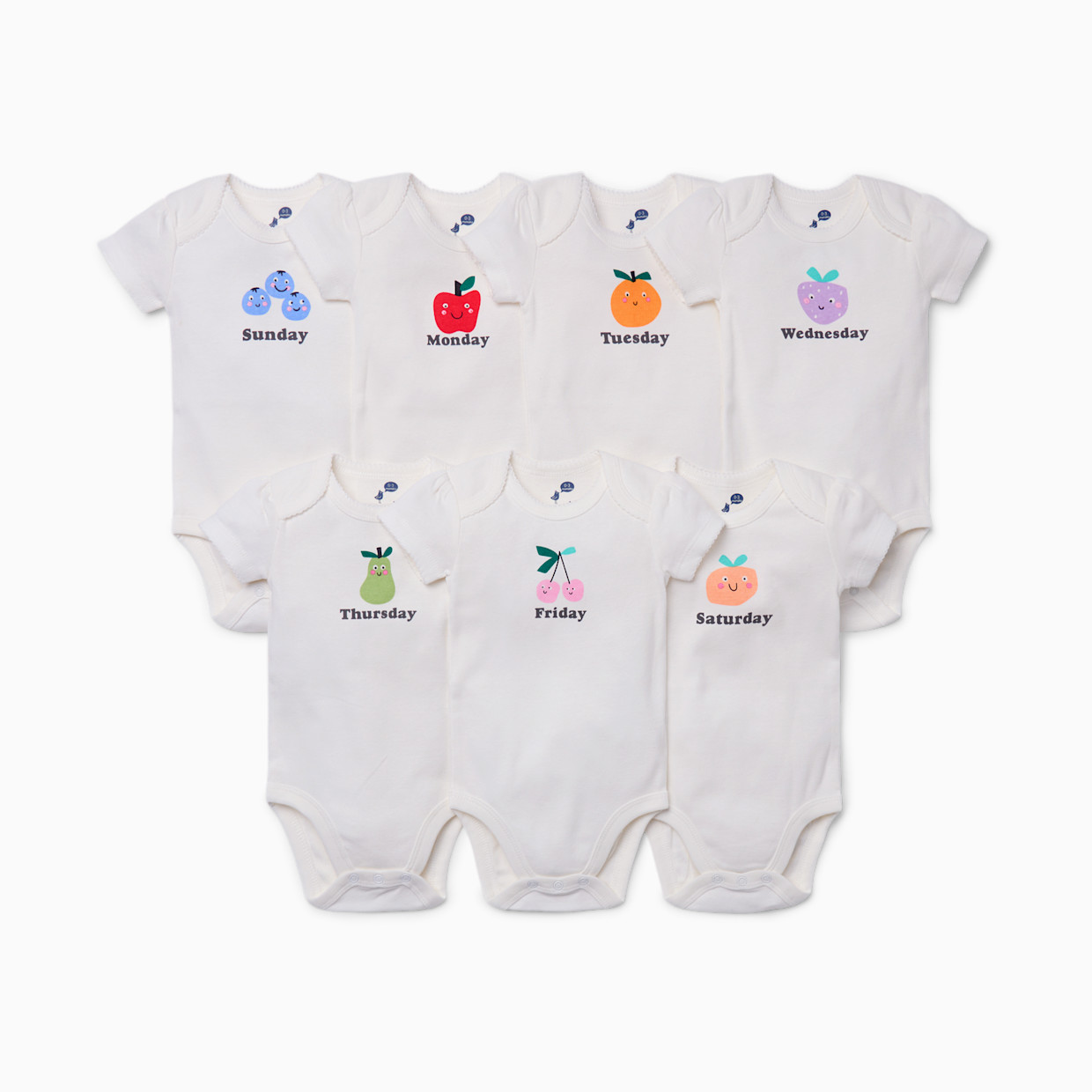 Small Story Days Of The Week Bodysuits (7 Pack) - Fruit Days, 9-12 M.