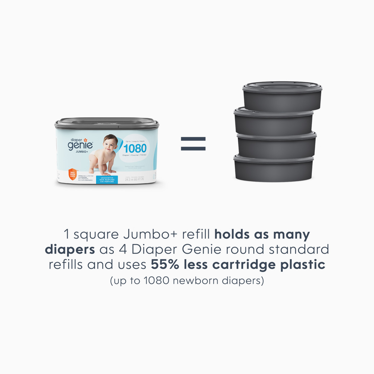 Diaper Genie Square Refill Bags (Compatible with Compact, Classic, Select Pails) - Unscented, 2.