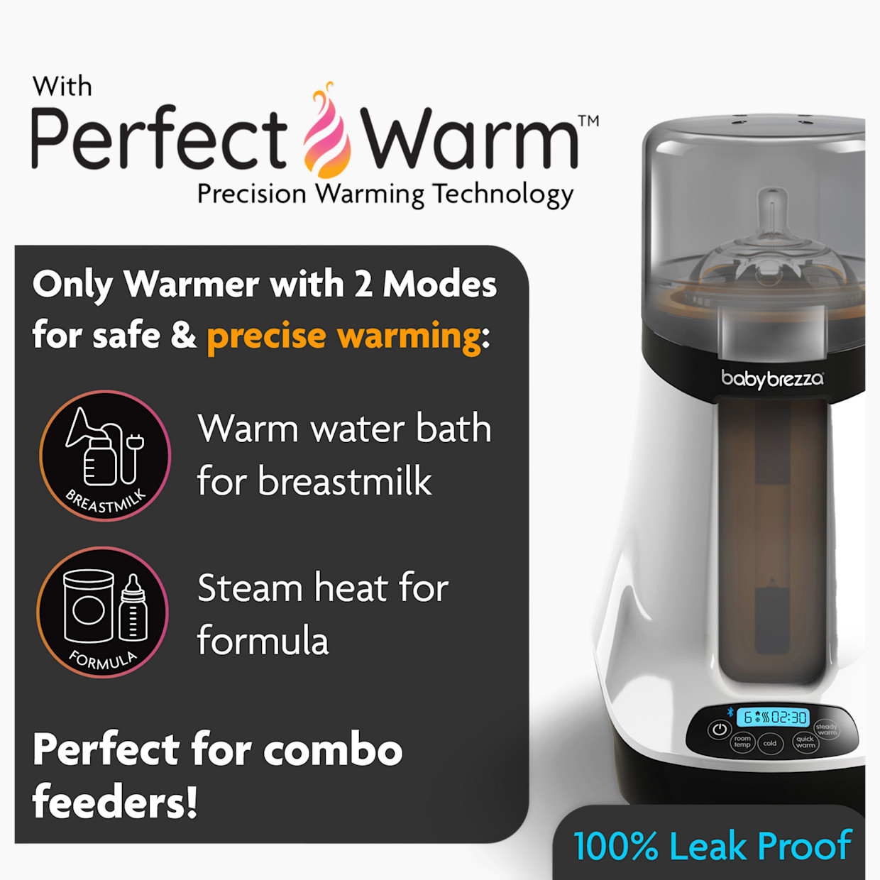 Baby Brezza Smart Bluetooth Connected Bottle Warmer - White On Black.