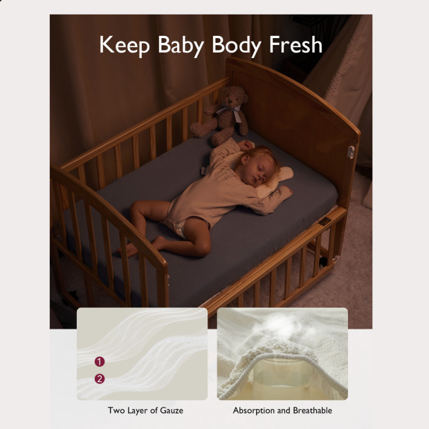 Momcozy Muslin Fitted Baby Skin-Friendly Crib Sheet - Regular (52" X 28").