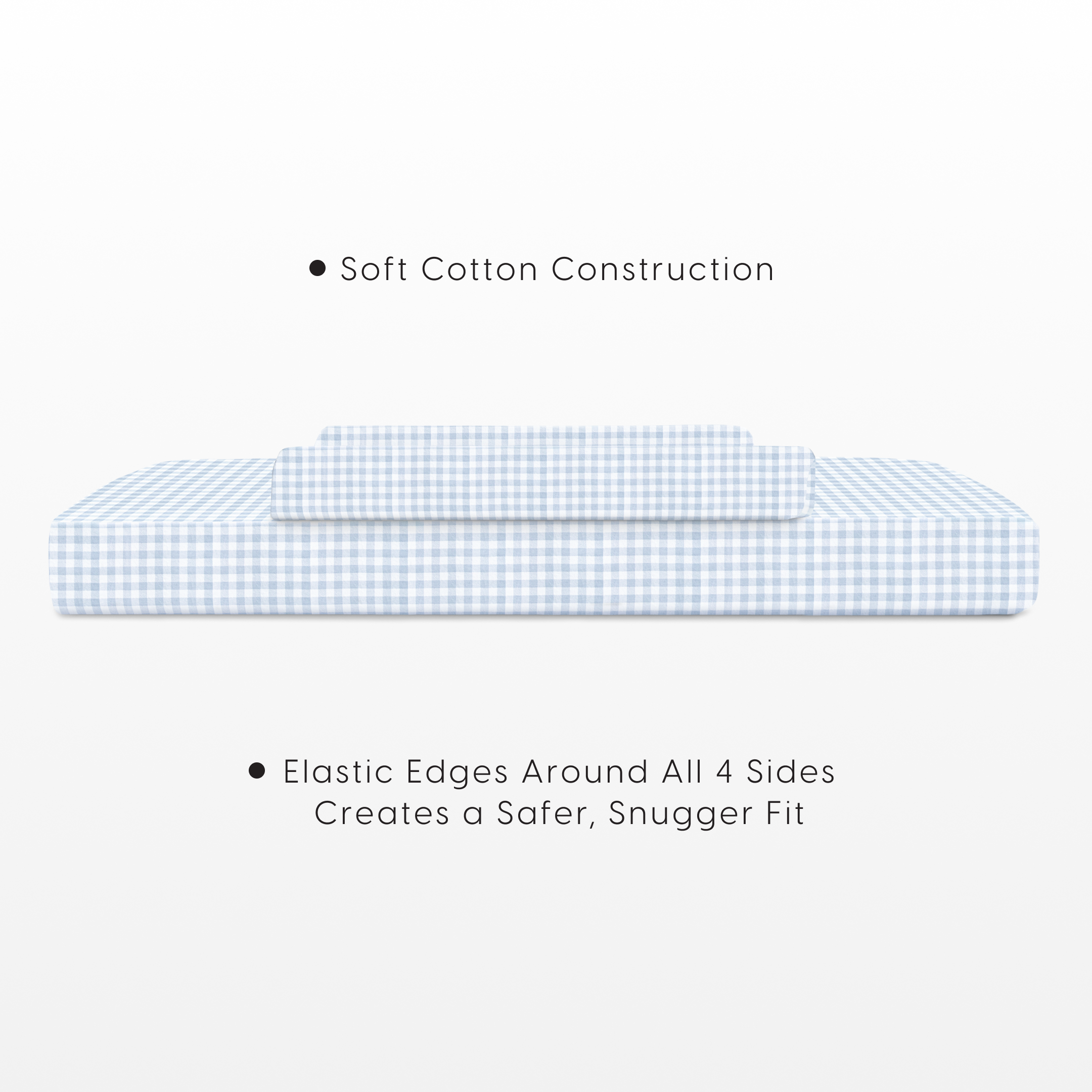 Bellini Organic Jersey Cotton Crib Sheet and Changing Pad Cover Set - Blue Gingham.