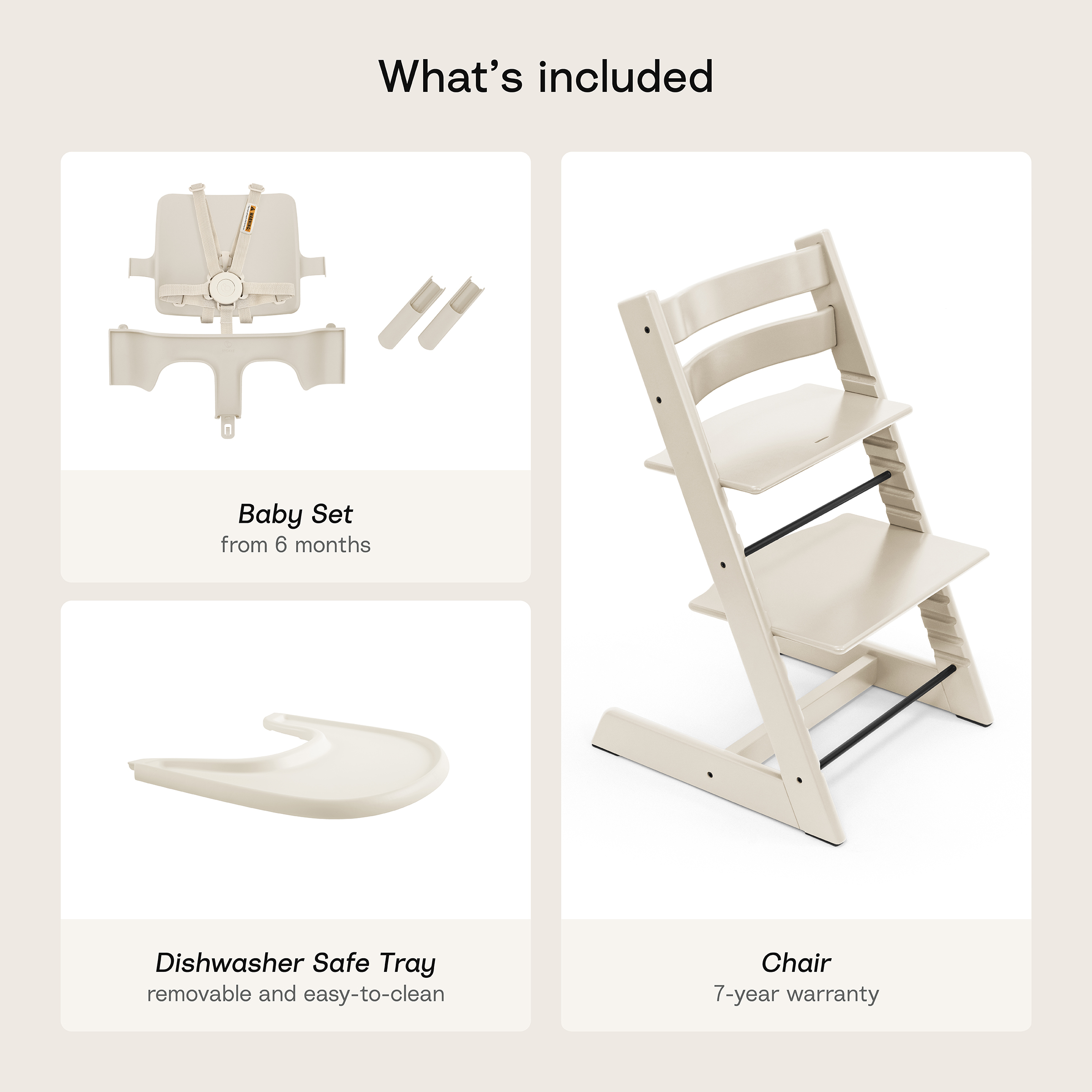 Stokke Tripp Trapp High Chair² + Tray Bundle - Vanilla White.