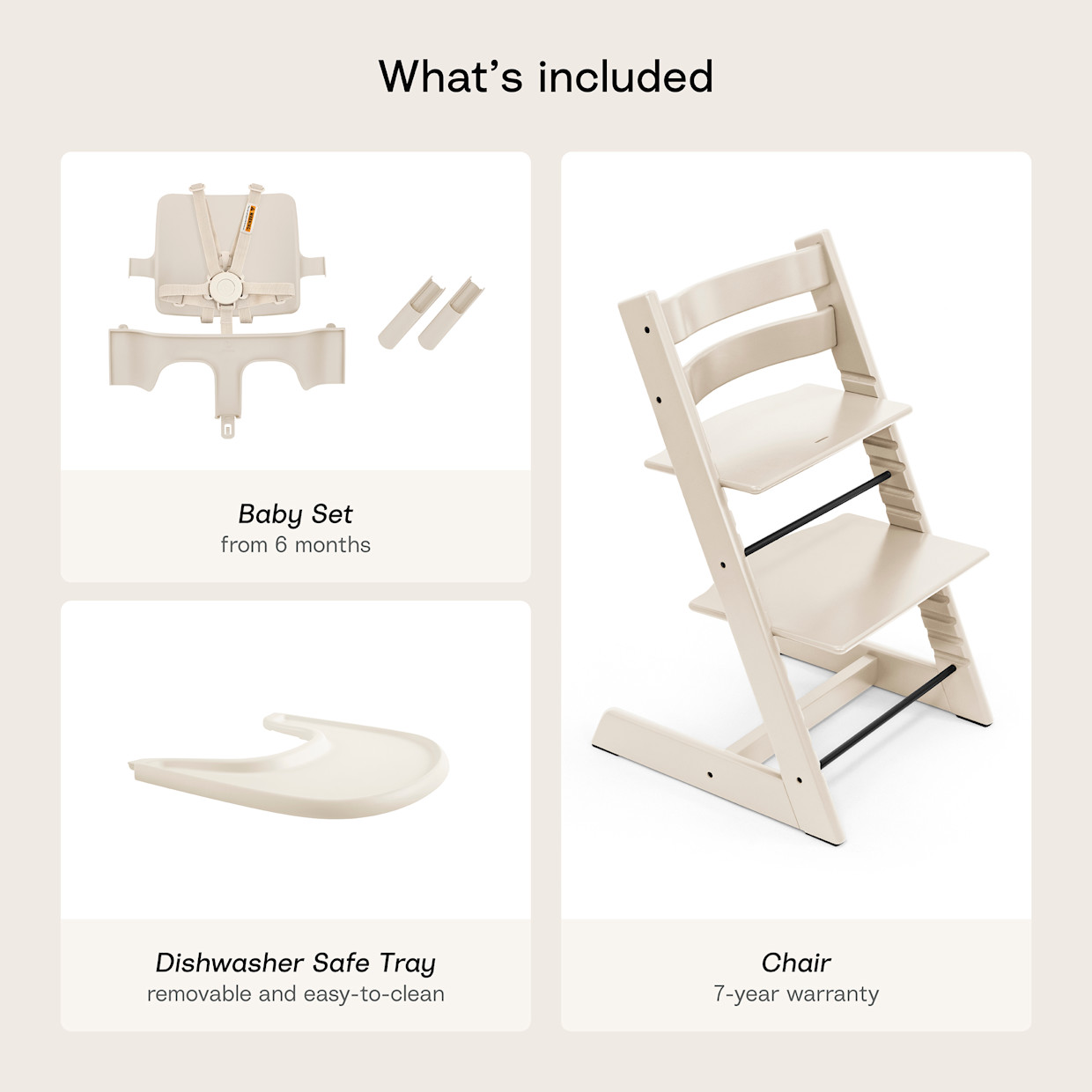 Stokke Tripp Trapp High Chair² + Tray Bundle - Vanilla White.