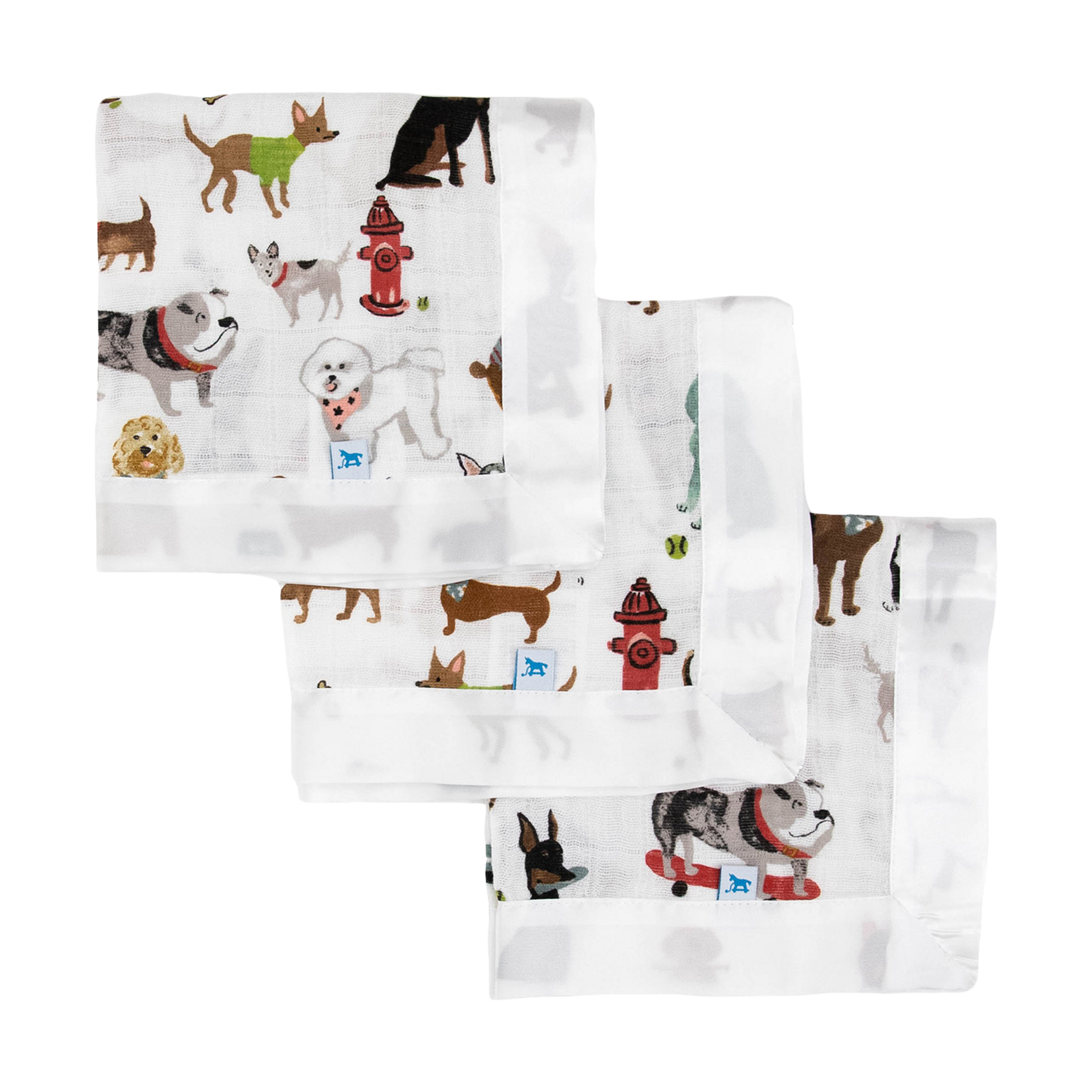 Little Unicorn Cotton Muslin Security Blanket 3Pack Woof, 3