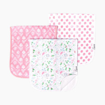 Copper Pearl Premium Baby Burp Cloths - 3-Pack Large Cotton Burp Cloths, Extra Soft Spit Up Rags with 3 Absorbent Layers, Perfect for Baby Girl Gifts (21" x 10" Size, Claire Set)