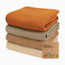 4-Pack Muslin Swaddle Blankets for Boys, Girls - Organic Baby Swaddles for Newborns, Soft & Breathable Receiving Baby Blankets for Girl, Boy, Neutral, Newborn Essentials Gift (Spice)