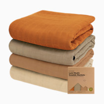 4-Pack Muslin Swaddle Blankets for Boys, Girls - Organic Baby Swaddles for Newborns, Soft & Breathable Receiving Baby Blankets for Girl, Boy, Neutral, Newborn Essentials Gift (Spice)