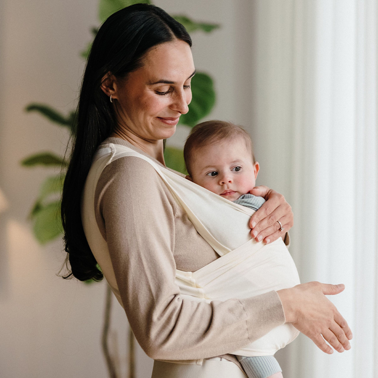 BabyDink T-Shirt Newborn Wrap Carrier - Ecru, XL.