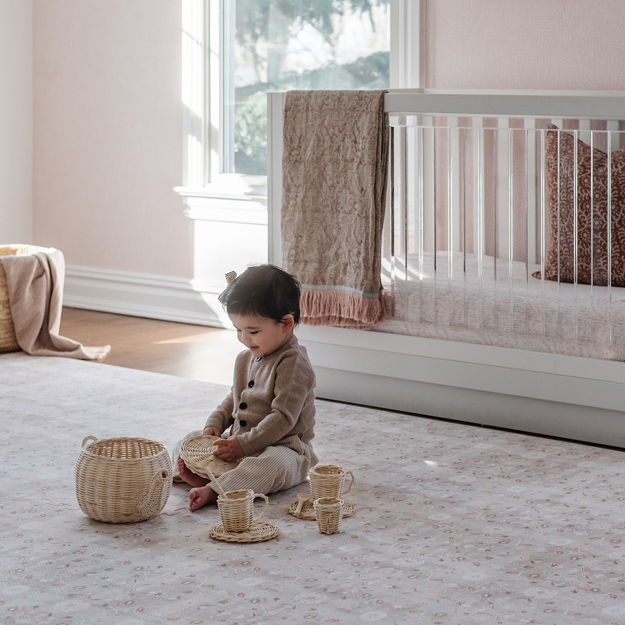 House of Noa Little Nomad Play Mat l Gemma - Linen, 4X6.