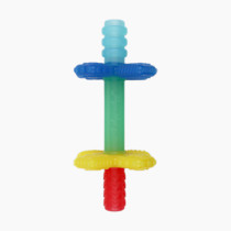 Itzy Ritzy Teensy Tube Teether; Textured Hollow Baby Teething Tube That Reaches Front Teeth & Back Molars, Made of Soft Silicone (Rainbow)