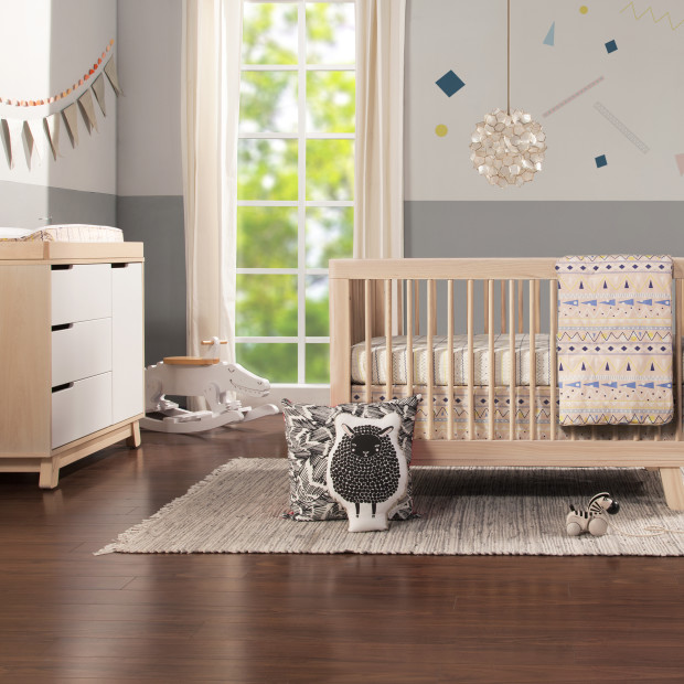 babyletto Hudson Crib & Hudson Dresser Bundle - White Crib And Natural/White Dresser.