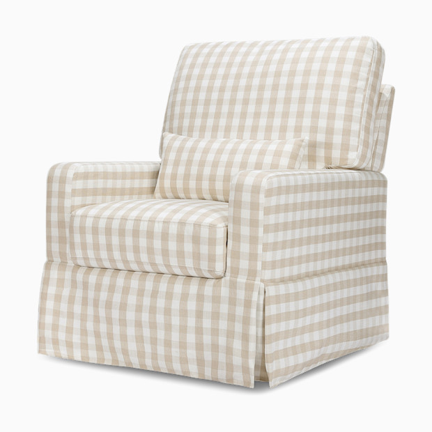 Namesake Crawford Pillowback Comfort Swivel Glider - Tan Gingham.