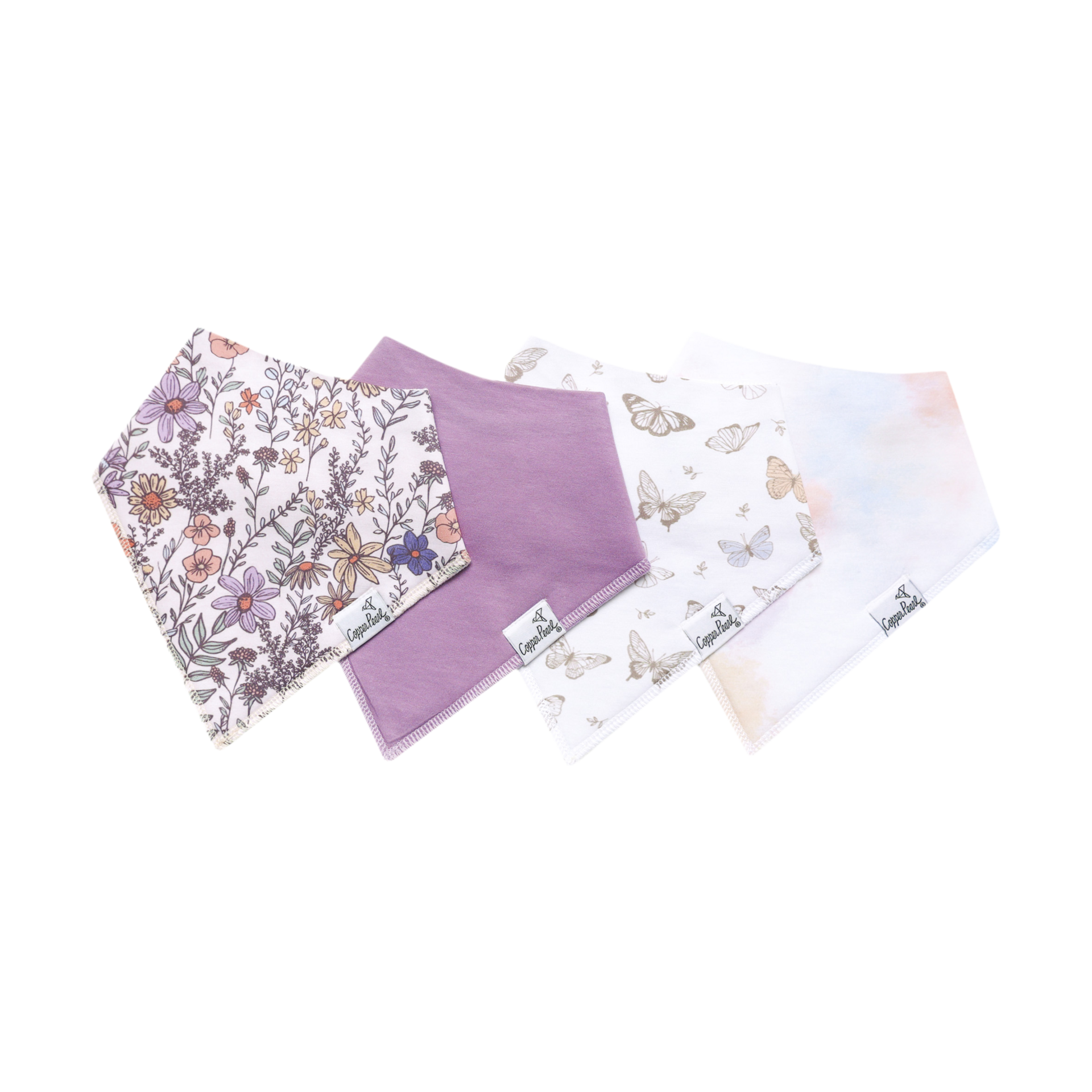 Copper Pearl Printed Bandana Bib Set (4-Pack) - Flora.