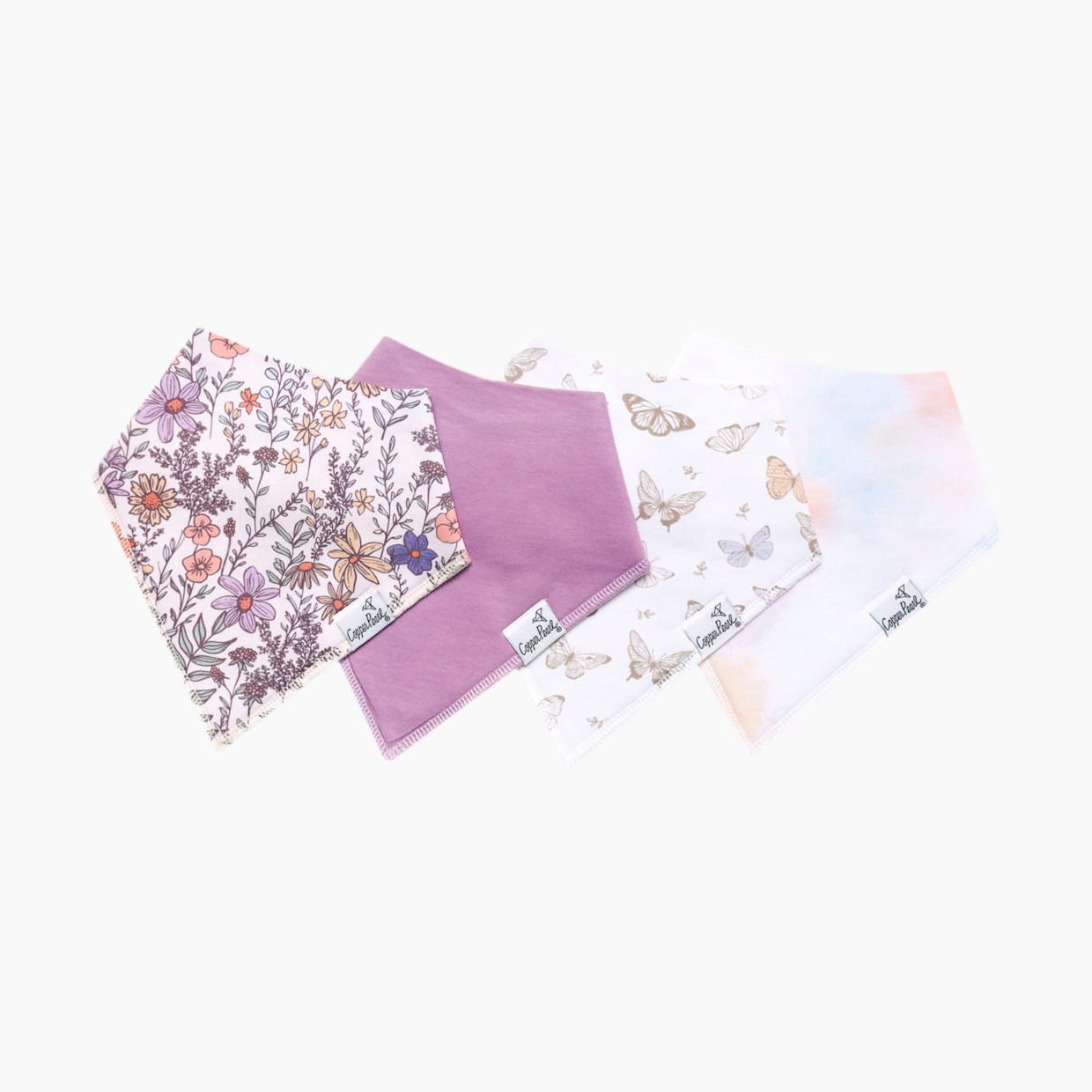 Copper Pearl Printed Bandana Bib Set (4-Pack) - Flora.