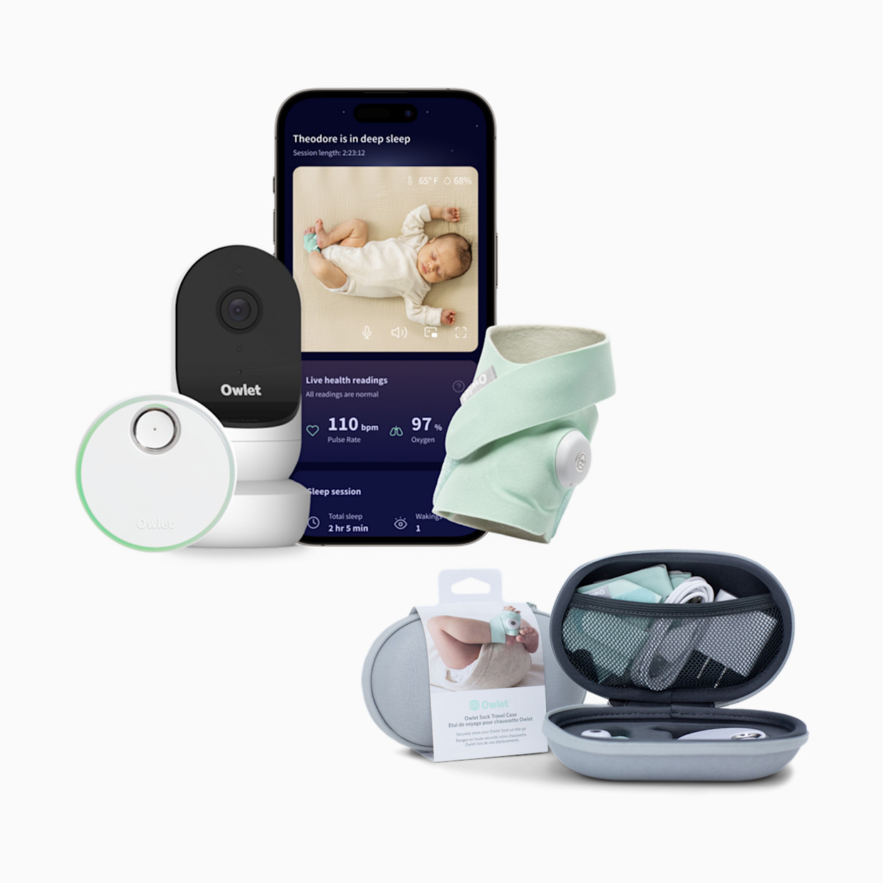 Owlet Dream Duo 2 Travel Bundle Smart Baby Monitor.