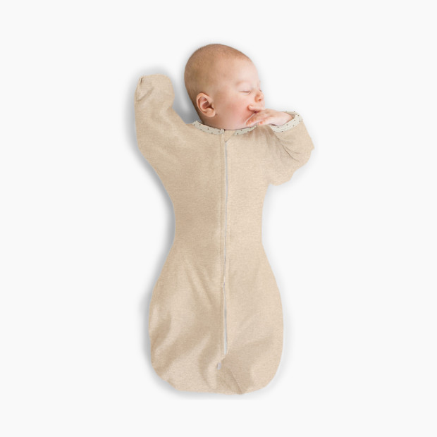 SwaddleDesigns Omni Swaddle Sack with Arms Up Half-Length Sleeves and  Mitten Cuffs - Heathered Oatmeal, Small 6-14 Lbs (0-3 Months)