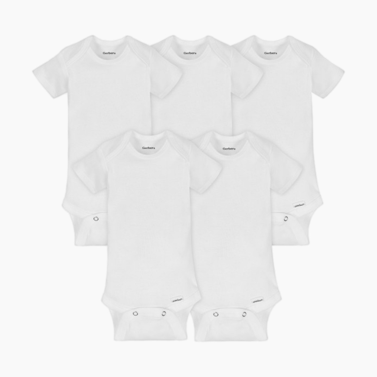 Gerber Organic Short Sleeve Solid Onesies Bodysuits (5 Pack) - White, 3-6 M.