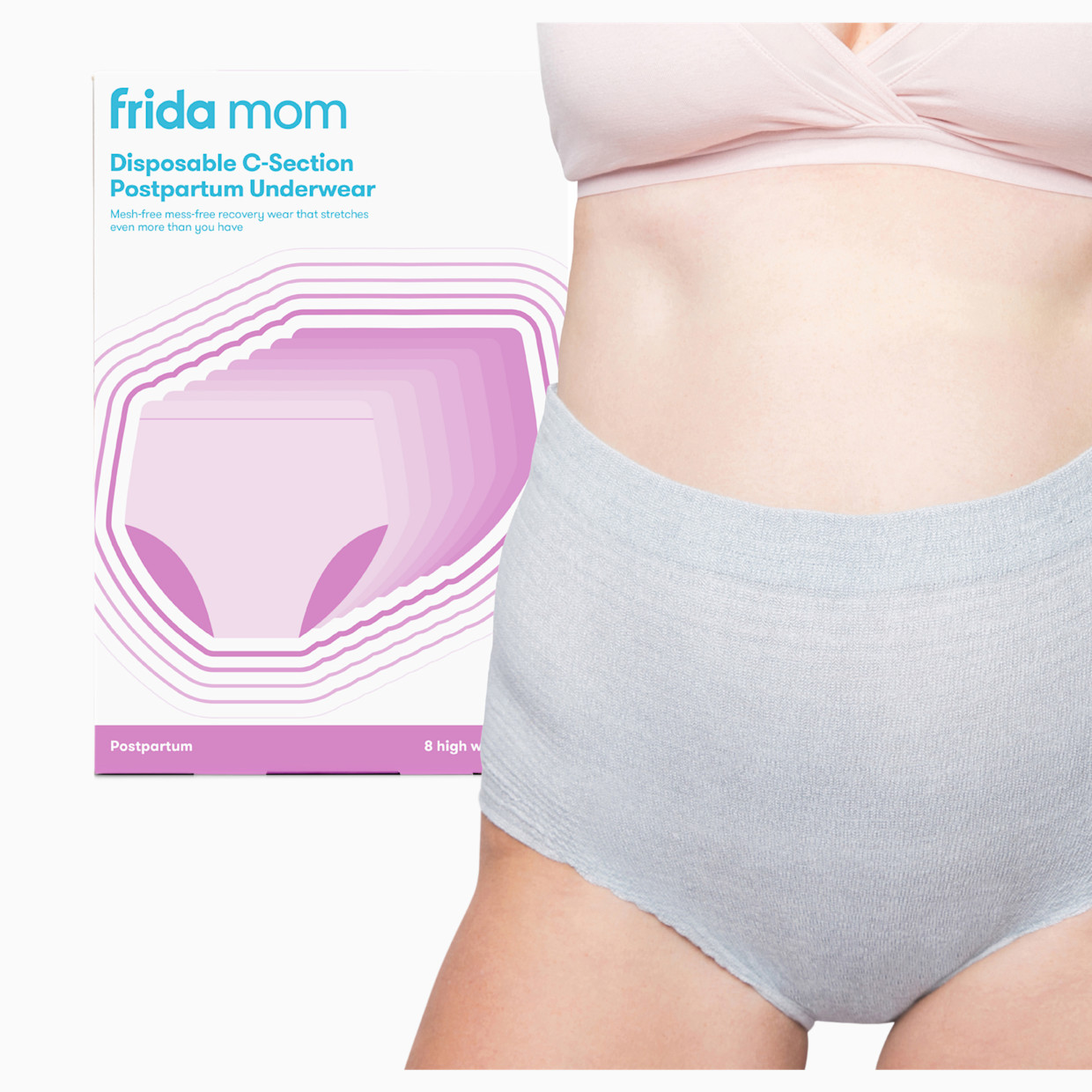 Frida Mom Disposable High Waist Underwear - Gray, Regular.